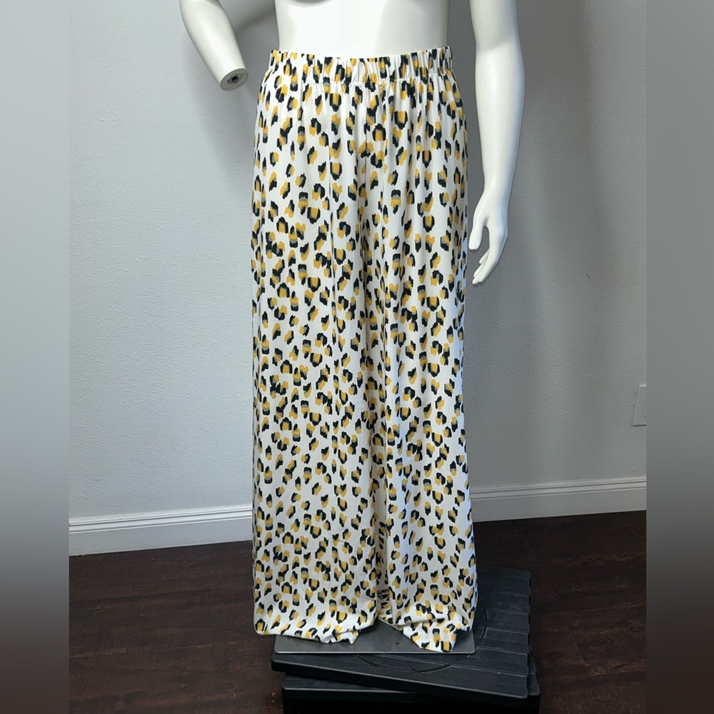 Agata Webers Silk Blend Wide Leg Animal Print Pallazzo Pants sz 14 NWT!